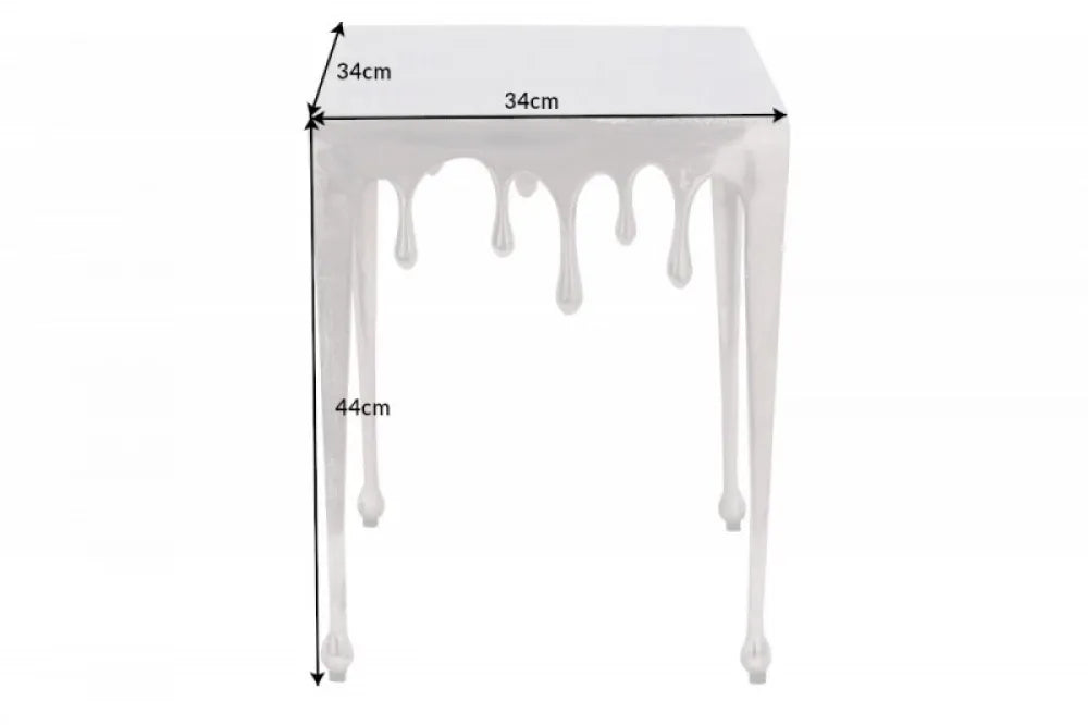 Masuta laterala Patrata din Metal Argintiu L34xH44cm Liquid S