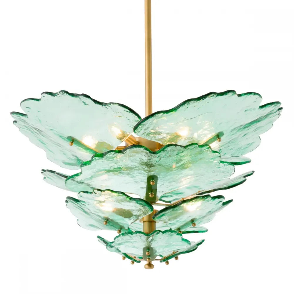 Candelabru din Otel inoxdabil Alama atichizata si Sticla Verde H54xD83cm Florina Eichholtz