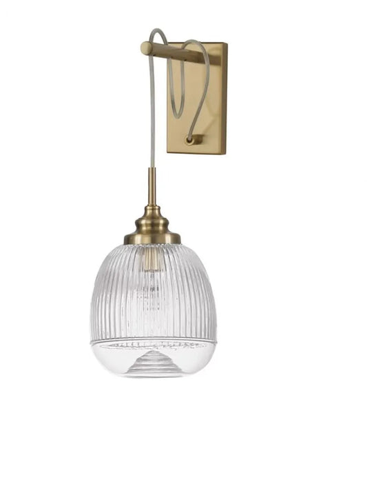 Aplica de perete structura din Metal Auriu si abajur din Sticla Transparent H40xL18cm IP20 MOND