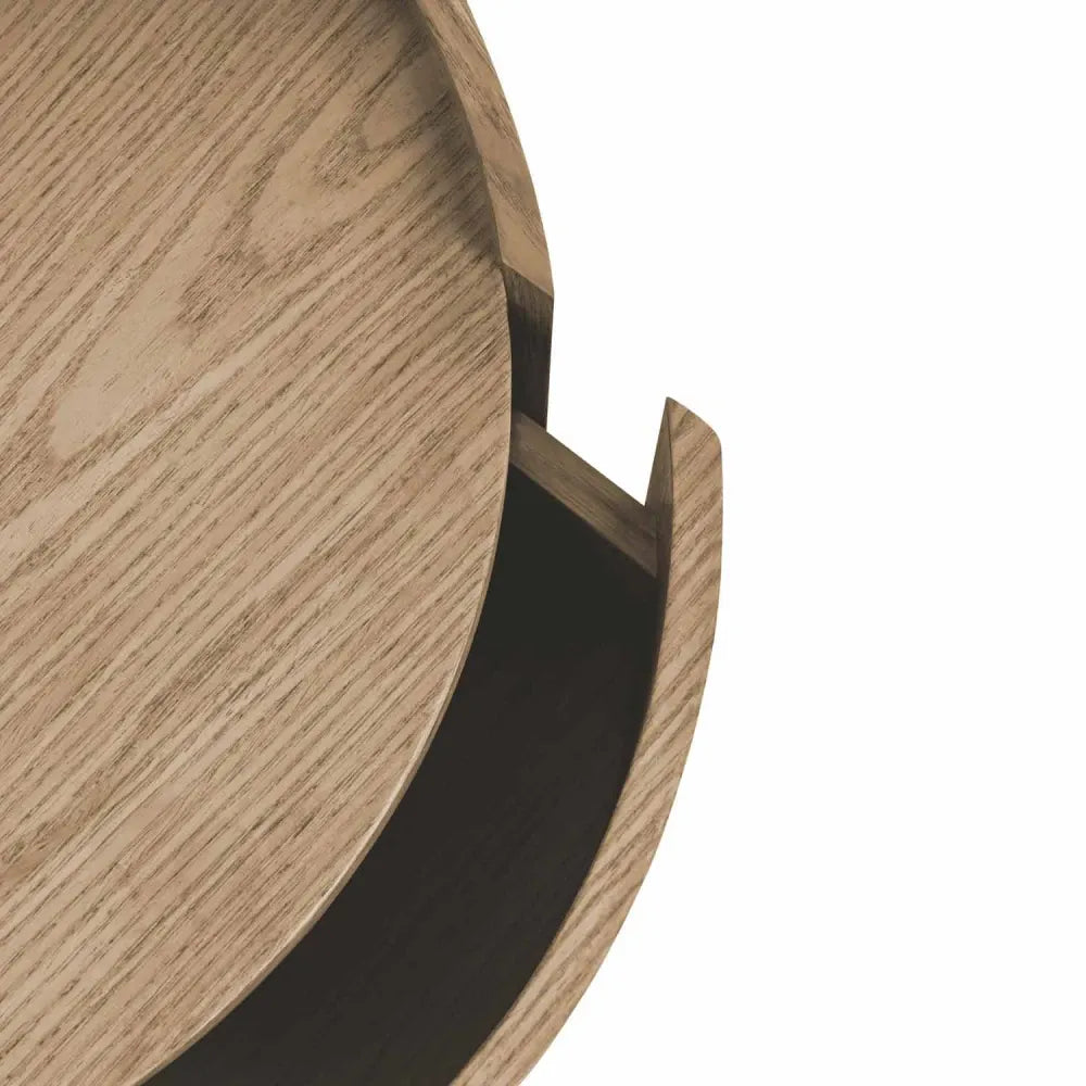 Noptiera rotunda cu 2 sertare Timeo de culoare stejar L40xH50cm