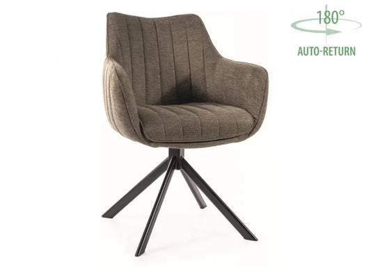 Scaun tapitat cu Stofa Verde olive cu picioare din Metal Negru H86xL61xA44cm Azalia