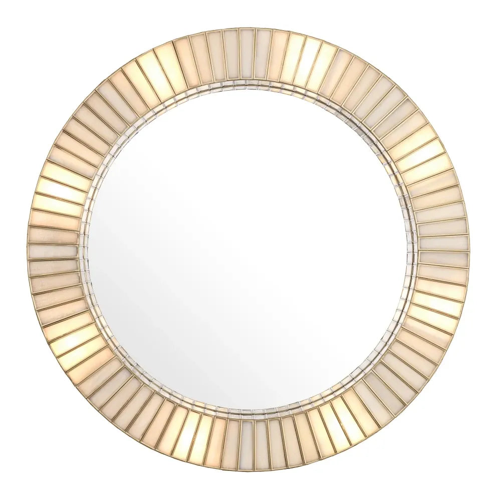 Oglinda  cu iluminare din Metal/Sticla Alama/Alb D91cm Monari Eichholtz