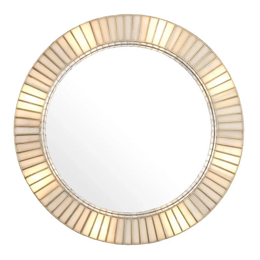 Oglinda  cu iluminare din Metal/Sticla Alama/Alb D91cm Monari Eichholtz