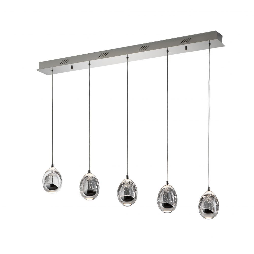 Lustra dreptunghiulara cu inaltime reglabila din Sticla Transparent cu LED  L96x9xH145cm Rocio