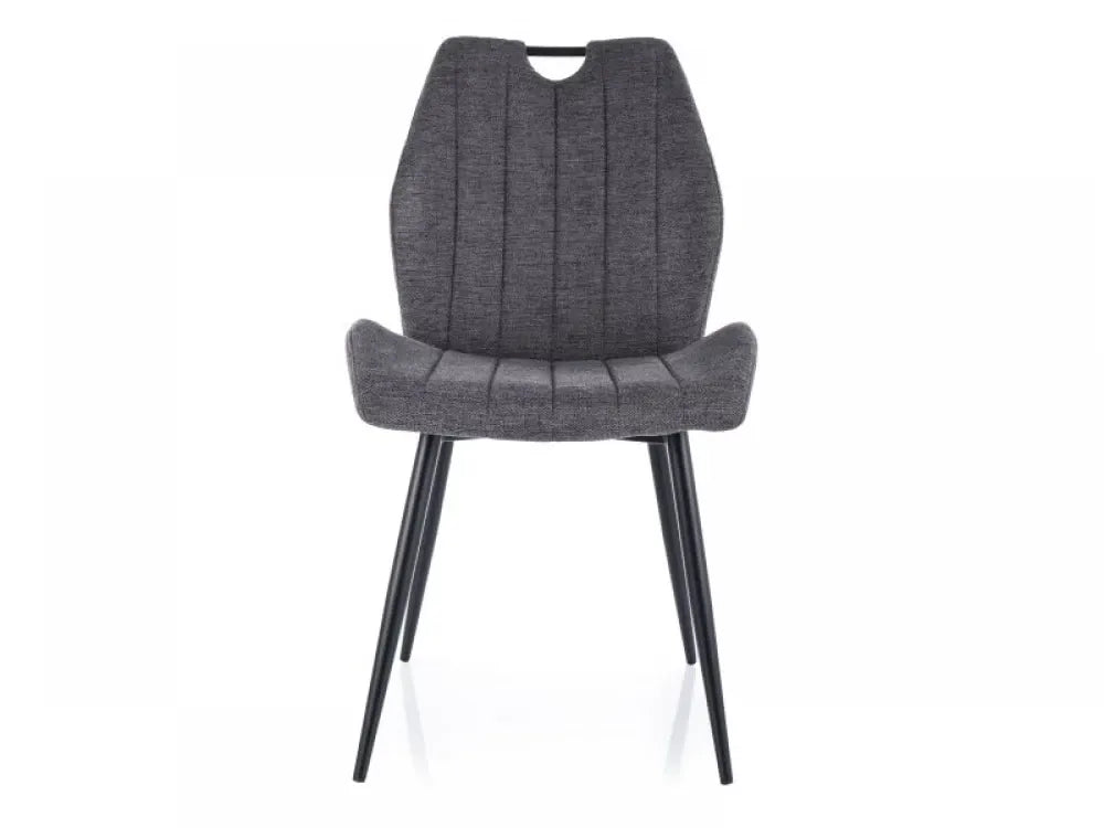 Set 2 scaune tapitat cu Stofa Brego Gri inchis cu picioare din Metal Negru H91xL51xA43cm Arco