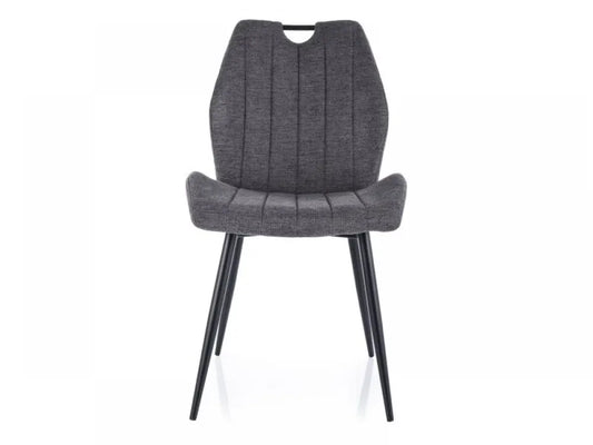 Set 2 scaune tapitat cu Stofa Brego Gri inchis cu picioare din Metal Negru H91xL51xA43cm Arco
