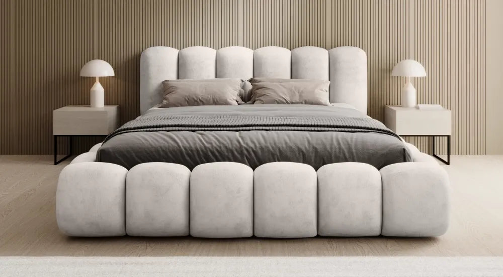 Pat 180x200cm tapitat cu Chenille Crem Dallas