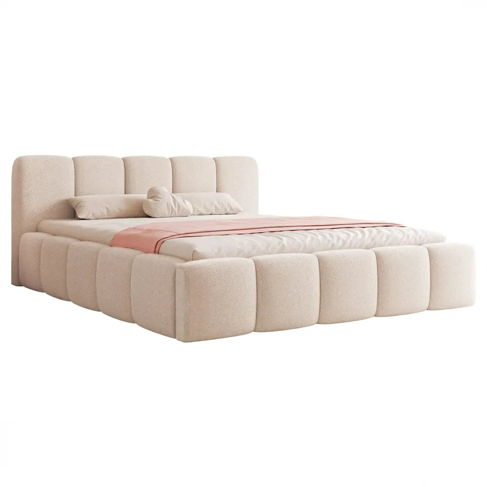 Pat 120 x 200 tapitat cu Stofa Loop Crem Aeris