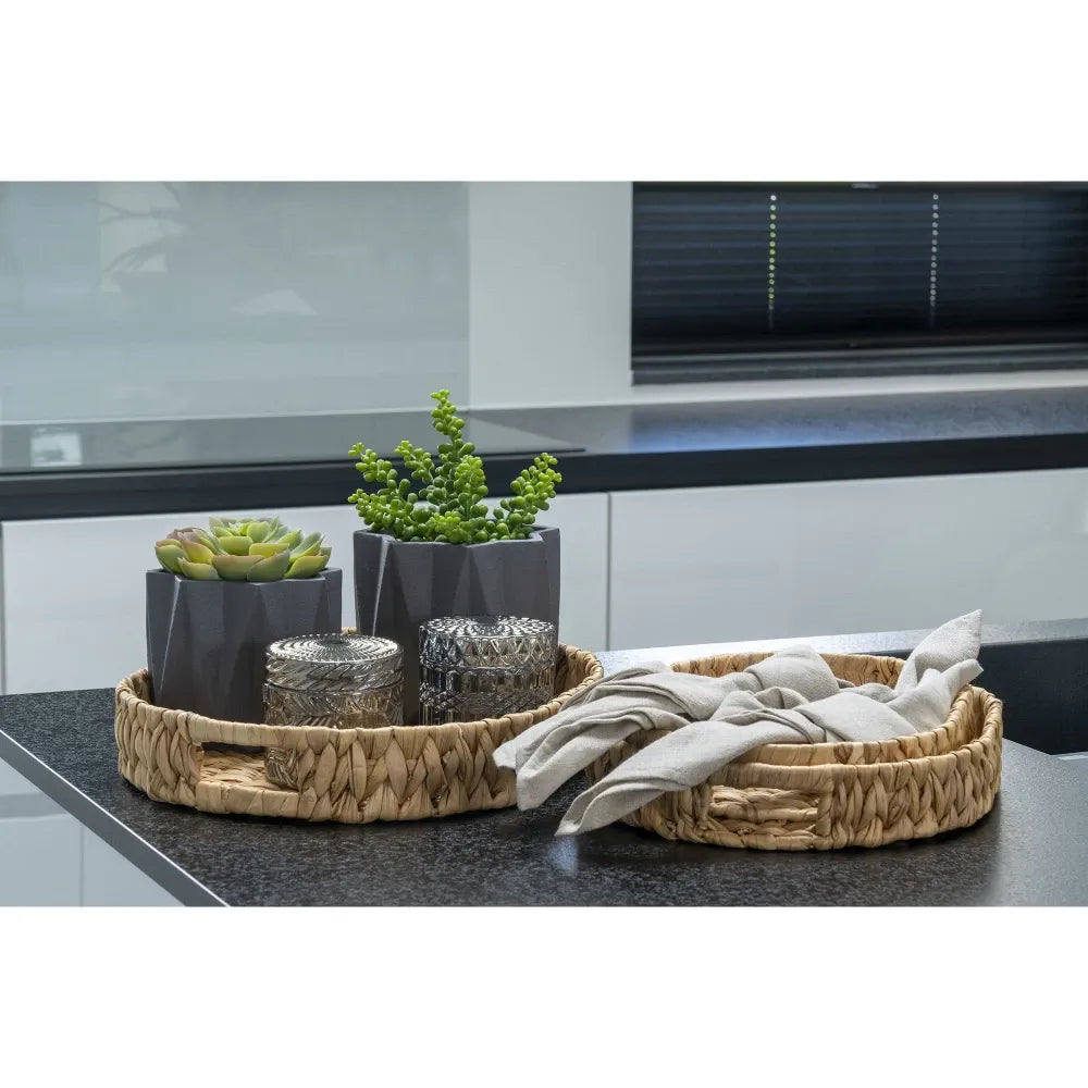 Set 2 borcane decorative cu capac din Sticla Fumuriu H8.5xD9cm HN0886