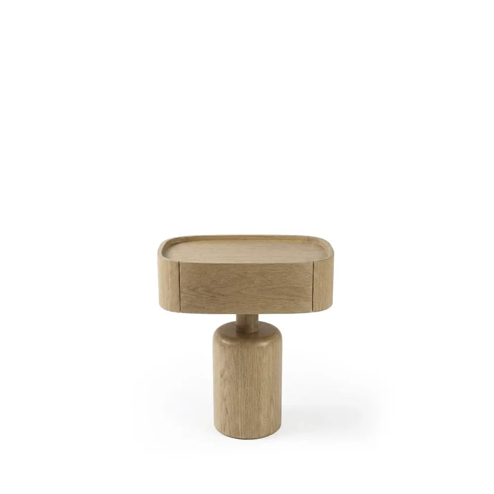Noptiera rotunda cu sertar Benja de culoare stejar L51xH52cm