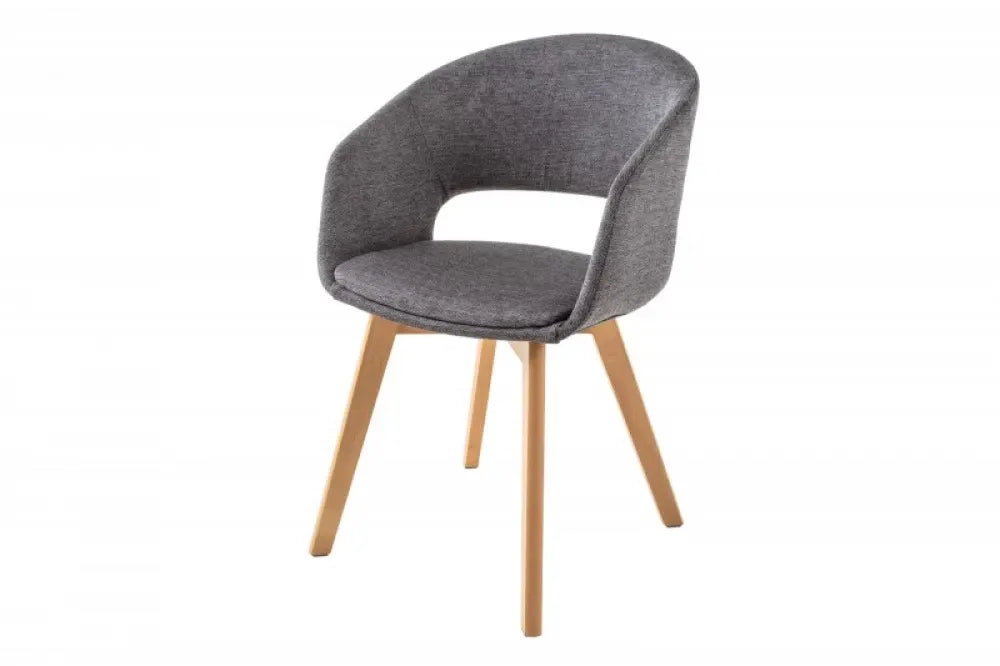 Scaun tapitat cu Stofa Gri cu picioare din Lemn de fag Maro H80xL54xA54cm Nordic Star