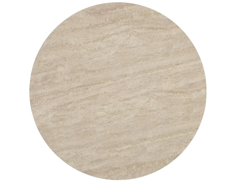 Masa rotunda din Metal Bej si Ceramica Bej mat D90xH75cm Amadeo