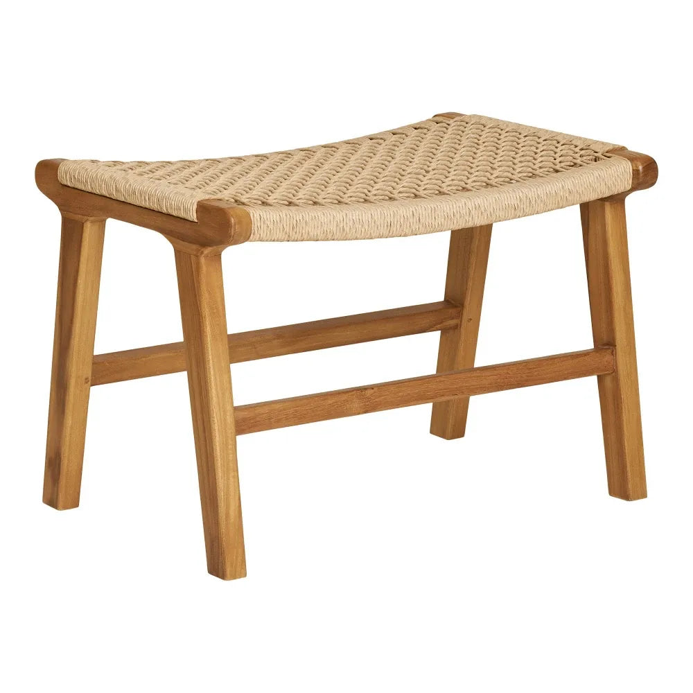Set fotoliu cu taburet din Ratan Maro si Lemn de tec Maro L80 / 40xH73 / 42cm Derby