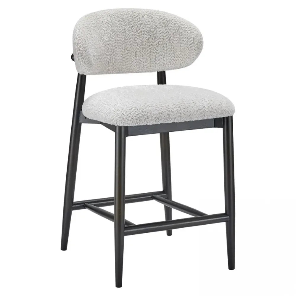 Scaun de insula tapitat cu Stofa be lovely Crem cu picioare din Lemn Negru H96xL52xA52cm Cherry Richmond interiors