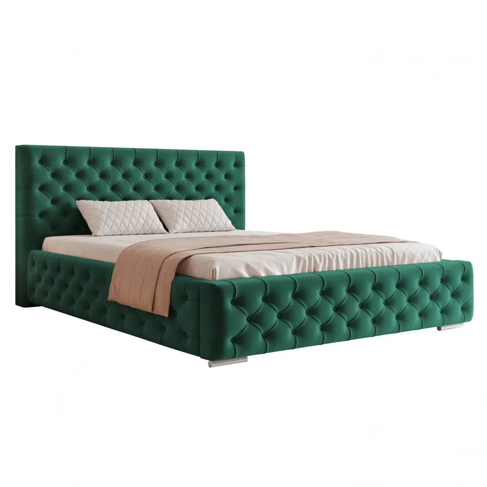 Pat 180 x 200 tapitat cu Catifea Magic velvet Verde smarald Noah
