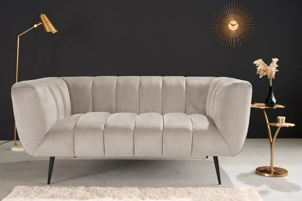 Canapea 2 locuri tapitat cu Catifea Bej L165cm Noblesse