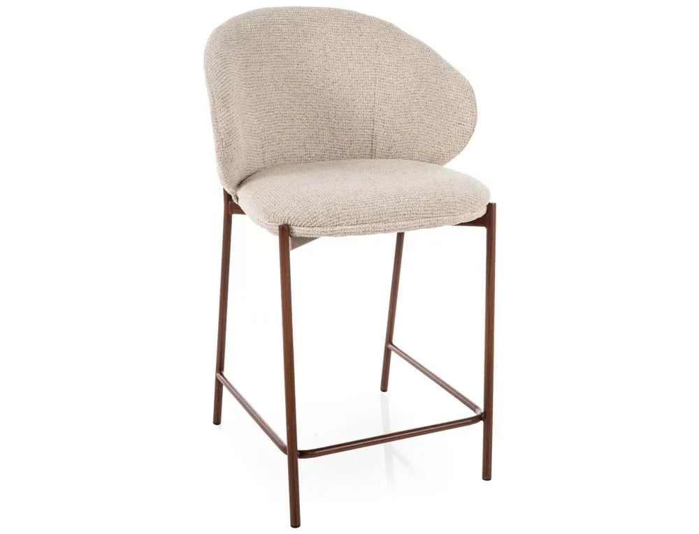 Scaun de insula din Stofa Bej deschis si Metal Maro H90xL54xA56cm Kioto