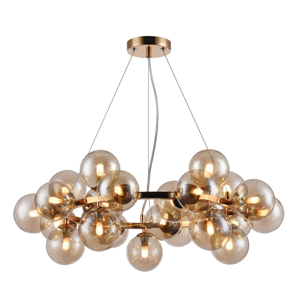 Lustra rotunda cu inaltime reglabila din Sticla Auriu cu 25 becuri D69xH136cm Dallas