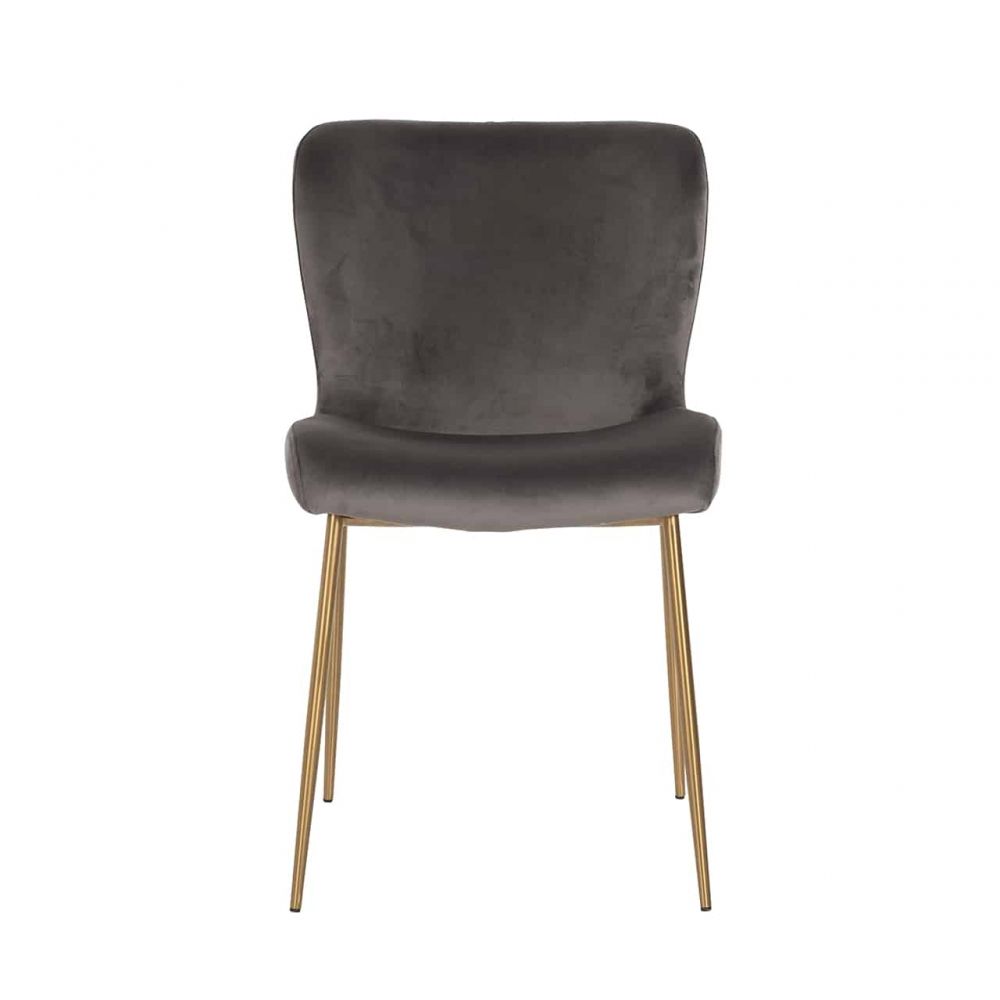 Scaun din Catifea si Metal Gri/Auriu H85xL49xA64cm Odessa Richmond Interiors