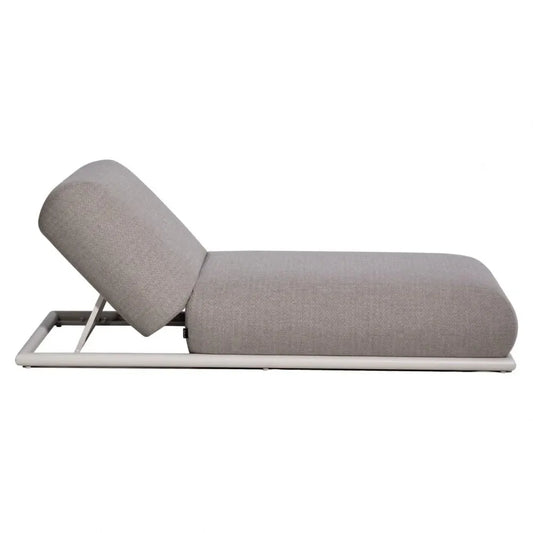 Sezlong de exterior din Stofa Grej si Metal Alb L196xH36cm Sullivan Richmond interiors