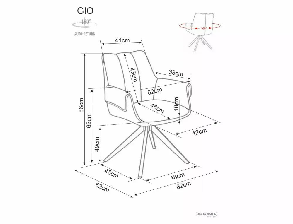 Set 2 Scaune rotative din Stofa Gri si Metal Negru H86xL62xA62cm Gio
