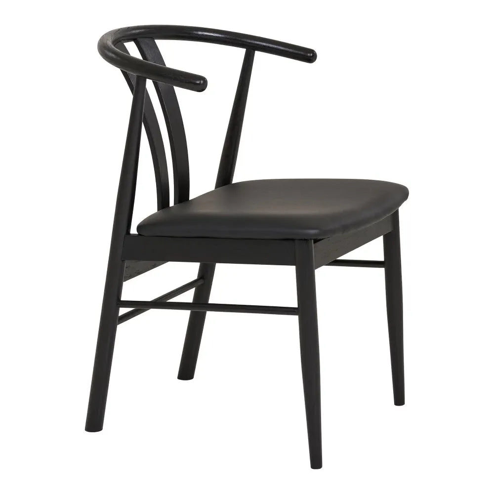 Set 2 scaune din Lemn de fag Negru si Piele sintetica Negru H77xL54xA56cm Artenara