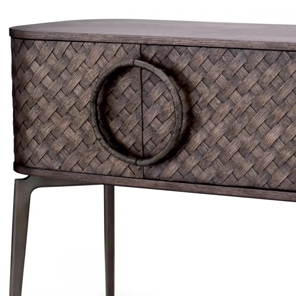 Comoda din Furnir de stejar Maro si Metal Bronz L180xH78cm Nilsson Eichholtz