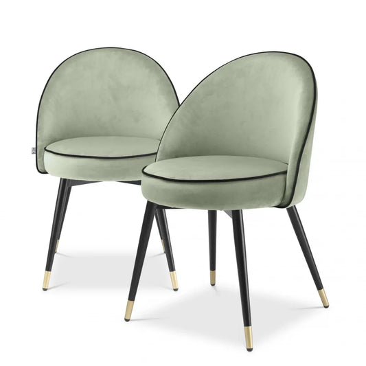 Set 2 scaune tapitat cu Catifea Verde cu picioare din Metal Negru/Auriu H83xL55xA64cm Cooper Eichholtz