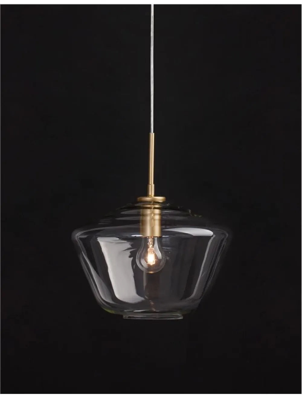 Pendul structura din Metal Auriu si abajur din Sticla Transparent H124xL30cm IP20 PRISMA