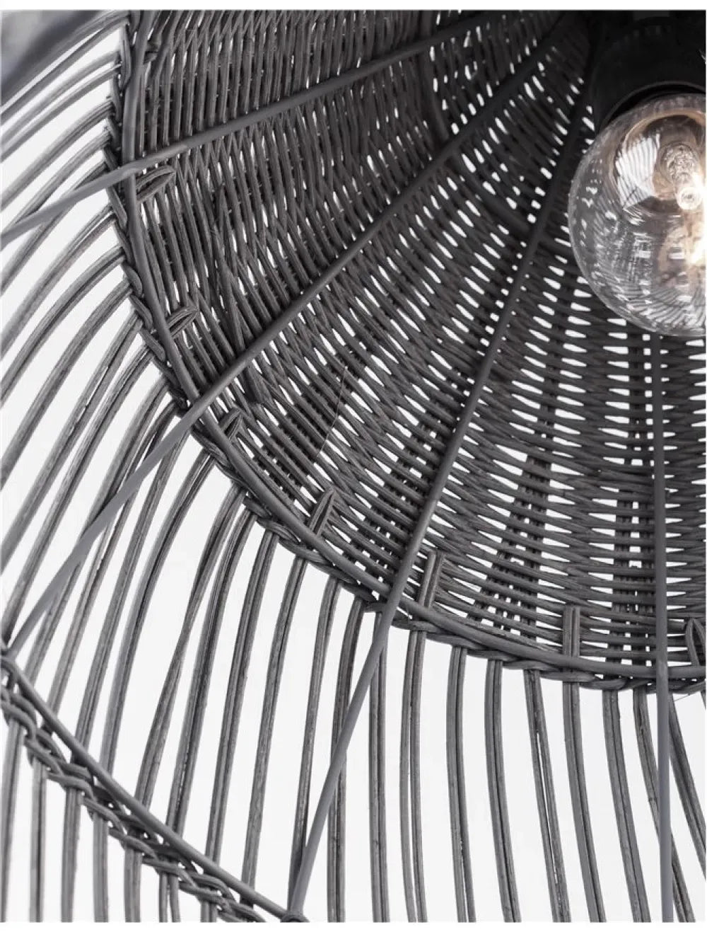 Pendul structura din Metal Negru si abajur din Ratan Gri H250xL42cm IP20 DESTIN