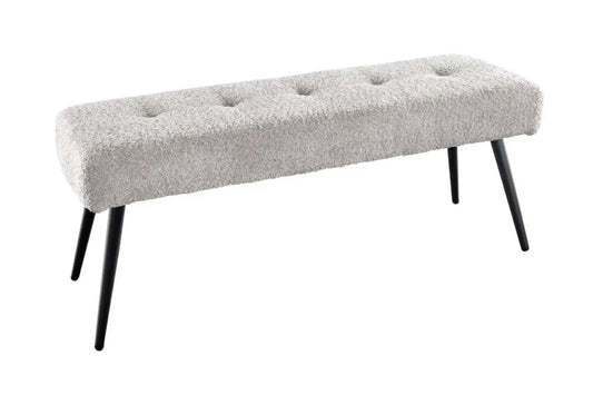 Bancheta din Metal Negru si Stofa boucle Grej H45xL100cm Boutique