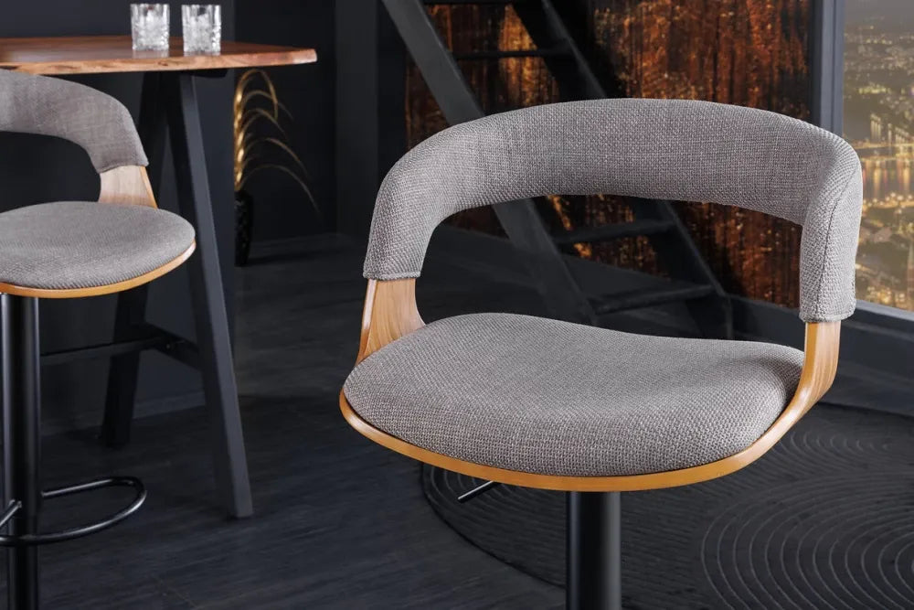 Scaun de bar din Metal Negru si Stofa Gri H81-110xL50cm Manhattan