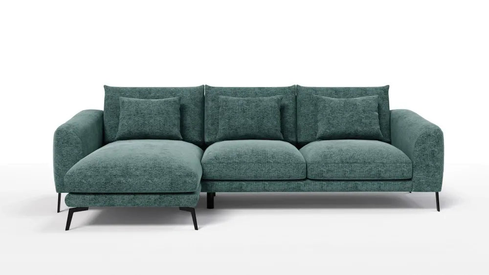 Coltar in forma de L tapitat cu Chenille Verde Sajma 11 L293x172cm Aspen