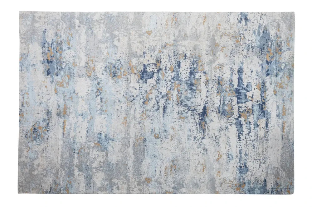 Covor din Bumbac/Poliester Gri/Albastru L350cm Abstract