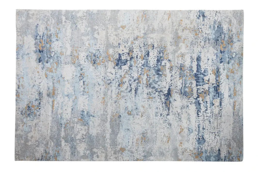 Covor din Bumbac/Poliester Gri/Albastru L350cm Abstract