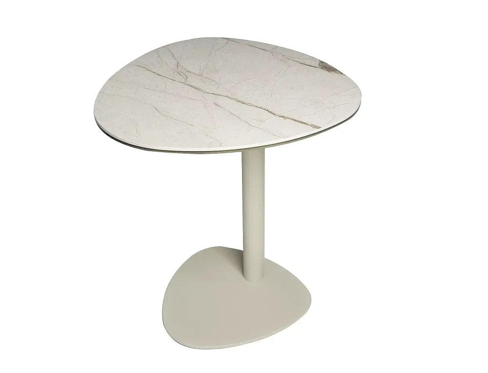Masuta de colt din Metal Bej si Sticla securizata+Ceramica Bej mat L50xH54cm Ciao C