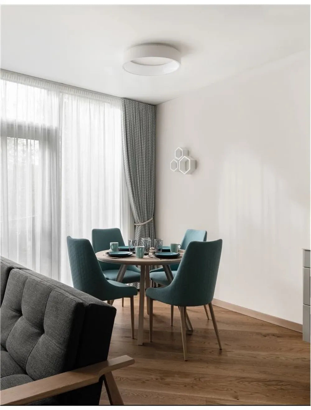 Plafoniera structura din Aluminiu Alb si abajur din Acrilic Alb H13xL60cm IP20 42W 2691lm 3000k RANDO
