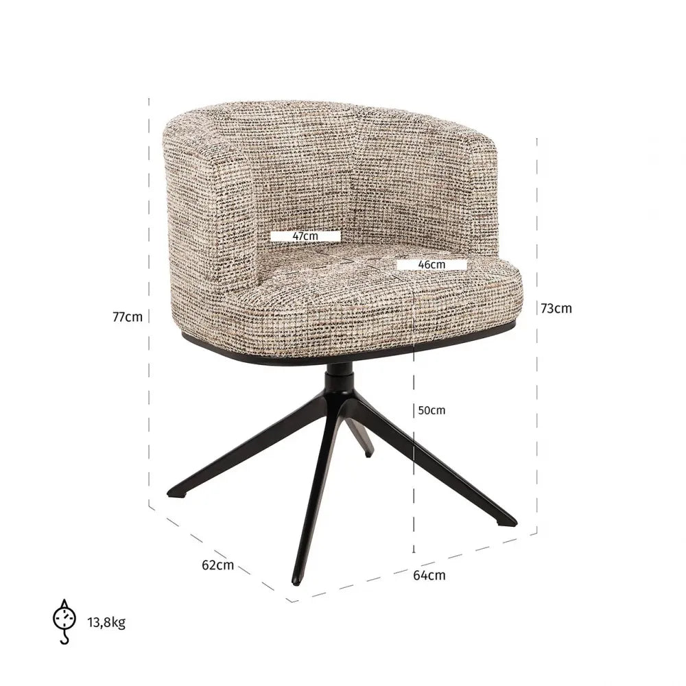 Scaun tapitat cu Stofa Bej cu picioare din Metal Negru H77xL64xA62cm Cheyenne Richmond Interiors