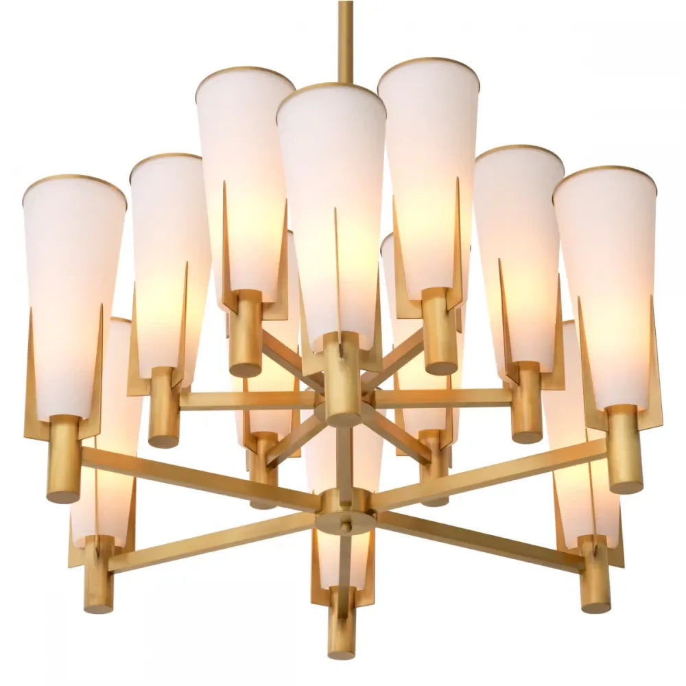 Candelabru din Metal Alama si Sticla Alb H56.5xD87cm Dino Double Eichholtz