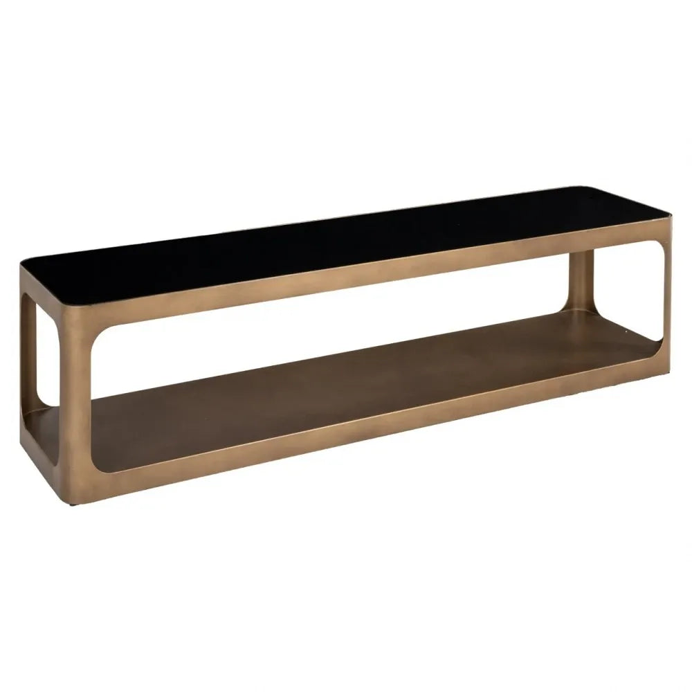 Comoda TV din Metal Alama si Ceramica/Sticla Bej/Negru L160xH40cm Claridge Richmond interiors