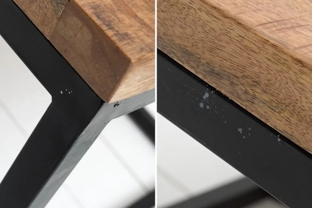 Masuta laterala Patrata din Lemn de mango Maro si Metal Negru L60xH45cm Infinity