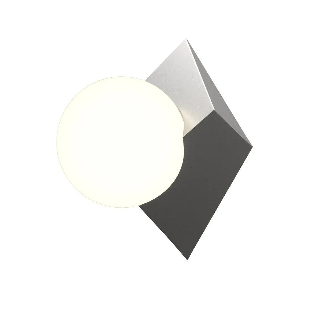 Aplica de perete din Metal Gri si Sticla Alb H21.5xL14.3cm Cubeo
