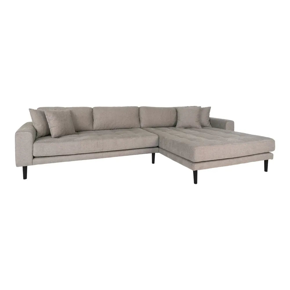 Coltar orientare dreapta cu picioare din Lemn de fag Negru tapitat cu Stofa Bej L290xH76cm Lido