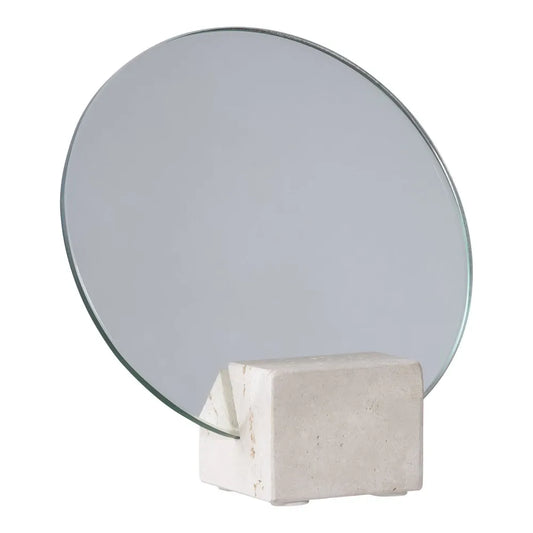 Oglinda de masa cu suport din Travertin bej 18x18cm Table