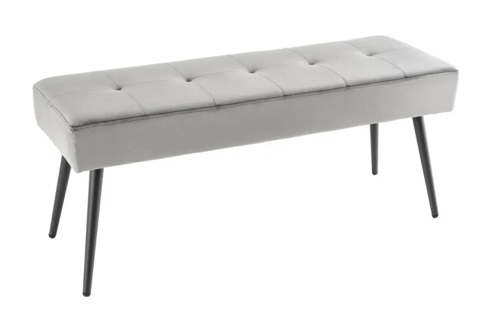 Bancheta din Metal Negru si Catifea Gri H42xL100cm Boutique