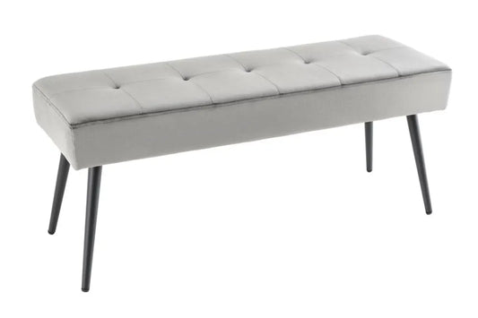 Bancheta din Metal Negru si Catifea Gri H42xL100cm Boutique
