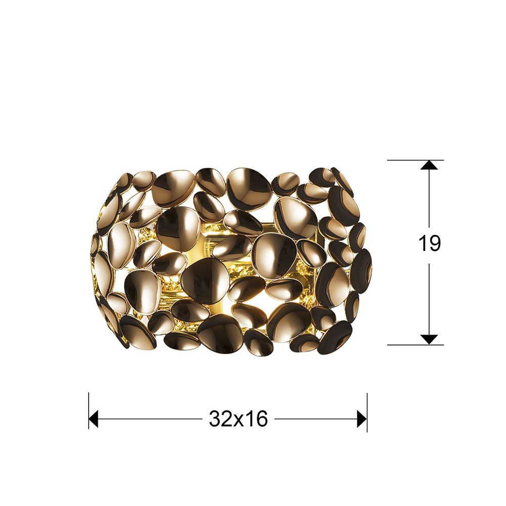 Aplica de perete din Metal Rose gold cu 2 becuri L32x16xH19cm Narisa