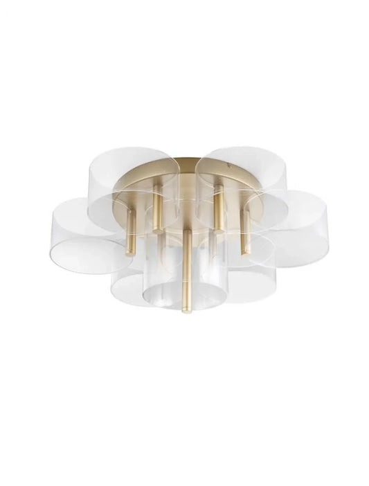 Plafoniera structura din Metal Auriu si abajur din Acrilic Transparent H25.6xL68cm IP20 41W 2116lm 3000k GATLIN