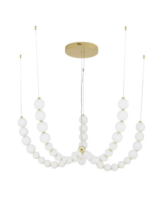 Candelabru structura din Metal Auriu si abajur din Sticla Alb H150xL118cm IP20 125W 11377lm 3000k PERLA