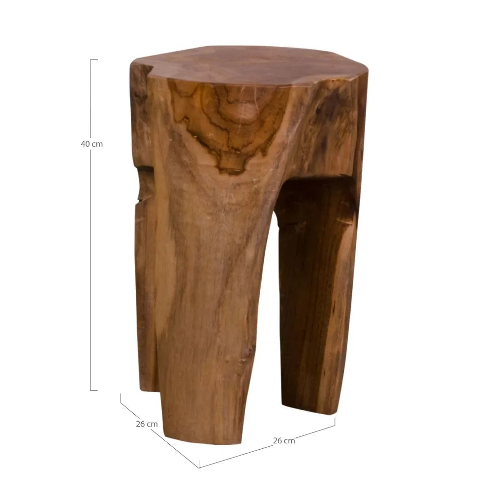 Taburet din Lemn de tec Maro H40xD26cm Rose
